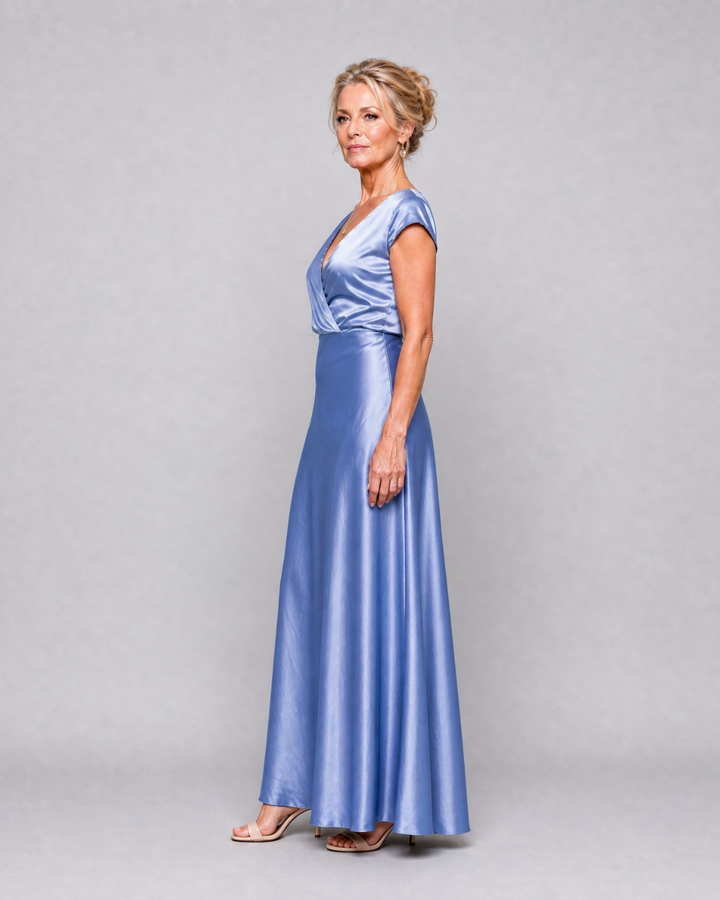 Samouse | Cap Sleeve Wrap Bodice Maxi Dress