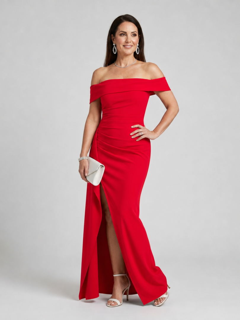 Vionelle | Off Shoulder High Side Slit Maxi Dress