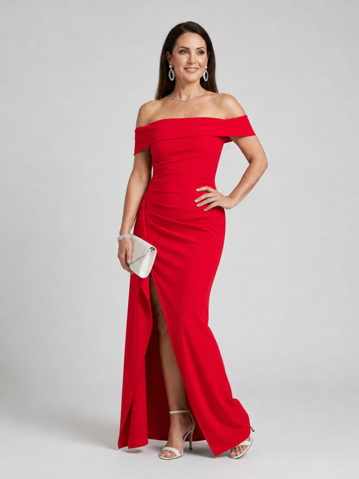 Vionelle | Off Shoulder High Side Slit Maxi Dress
