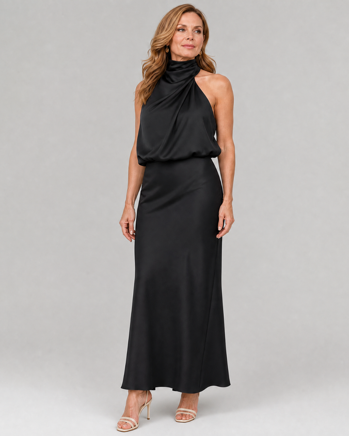 Nopal | Sleeveless Draped Neck Midi Dress