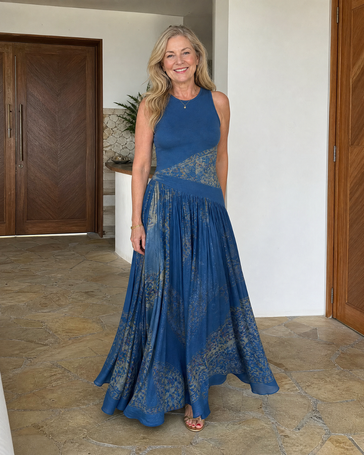 Velisse | Sleeveless Printed Bodice And Flowing Maxi Skirt Set