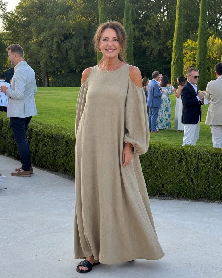 Sylphine | Cold Shoulder Balloon Sleeve Relaxed Maxi Dress