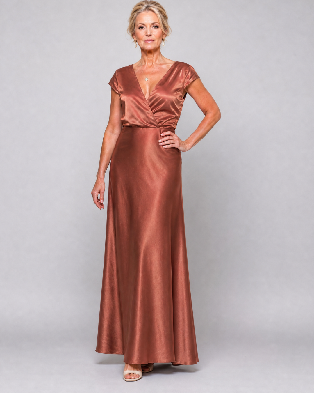 Samouse | Cap Sleeve Wrap Bodice Maxi Dress