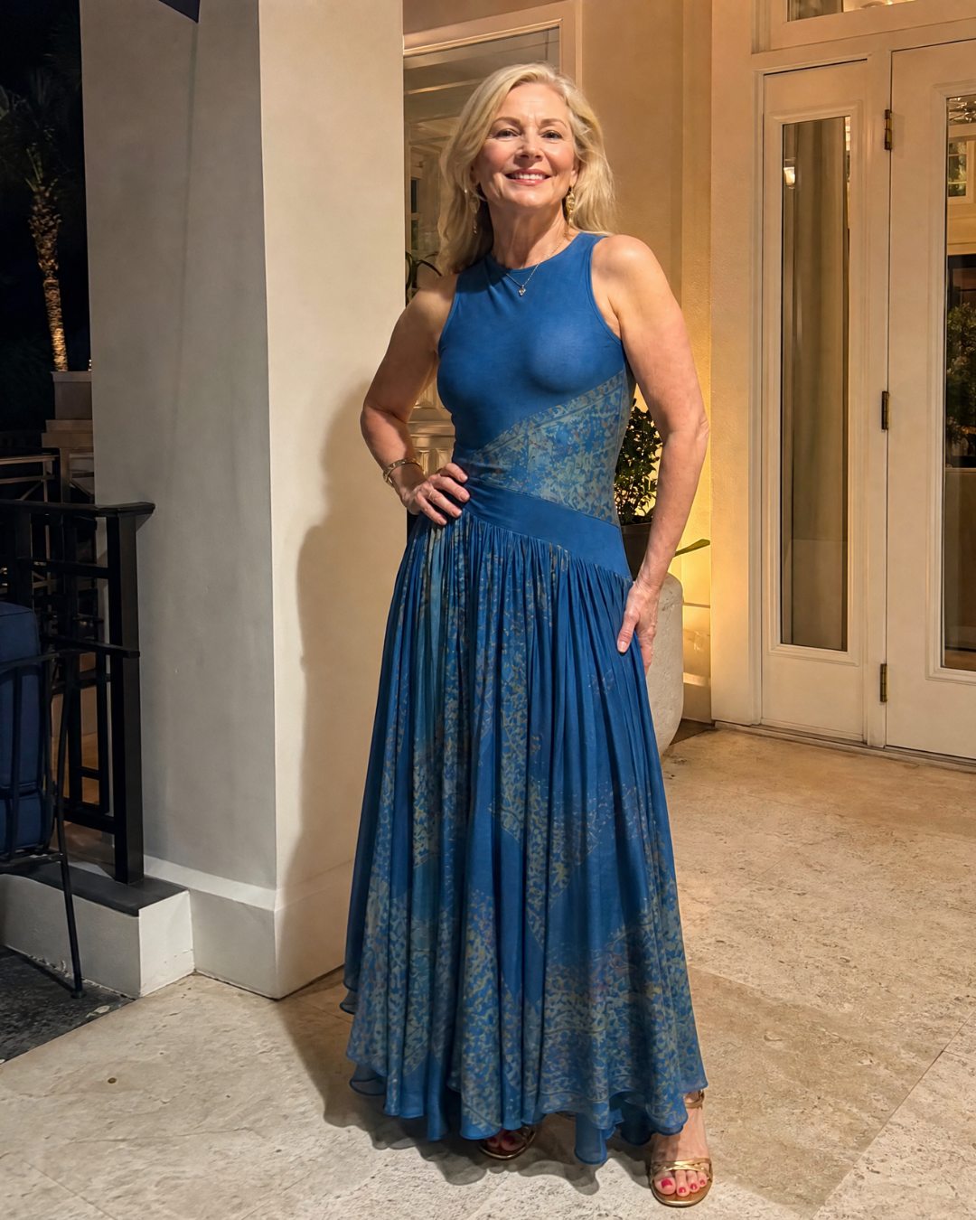 Velisse | Sleeveless Printed Bodice And Flowing Maxi Skirt Set