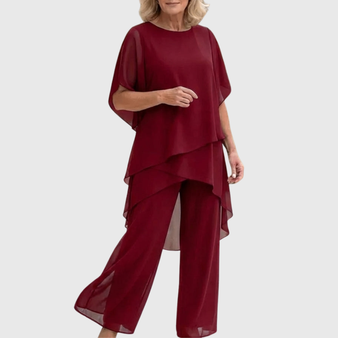 Linda | Suit with draped palazzo trousers