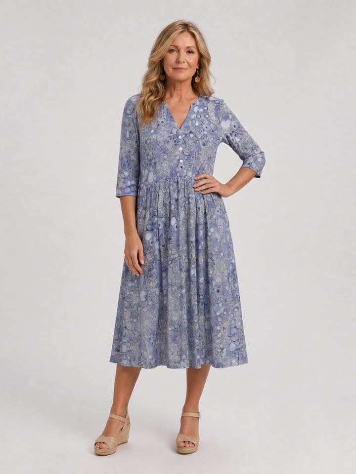 Picao | Vintage Front Three Quarter Sleeve Midi Dress