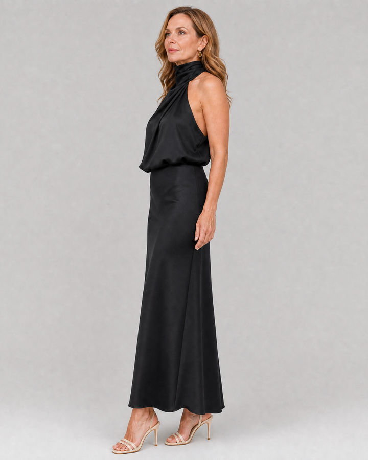 Nopal | Sleeveless Draped Neck Midi Dress