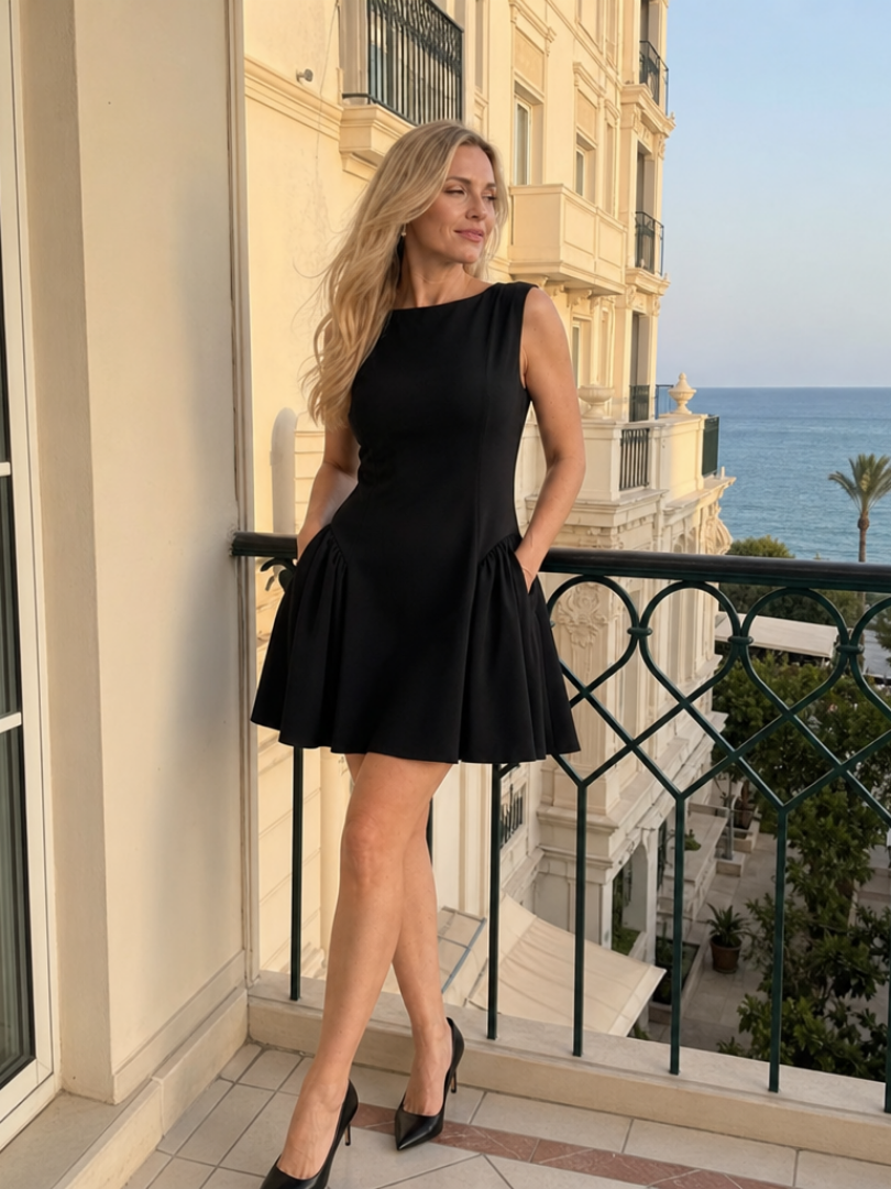 Felicity | Sleeveless Structured Flared Skirt Mini Dress
