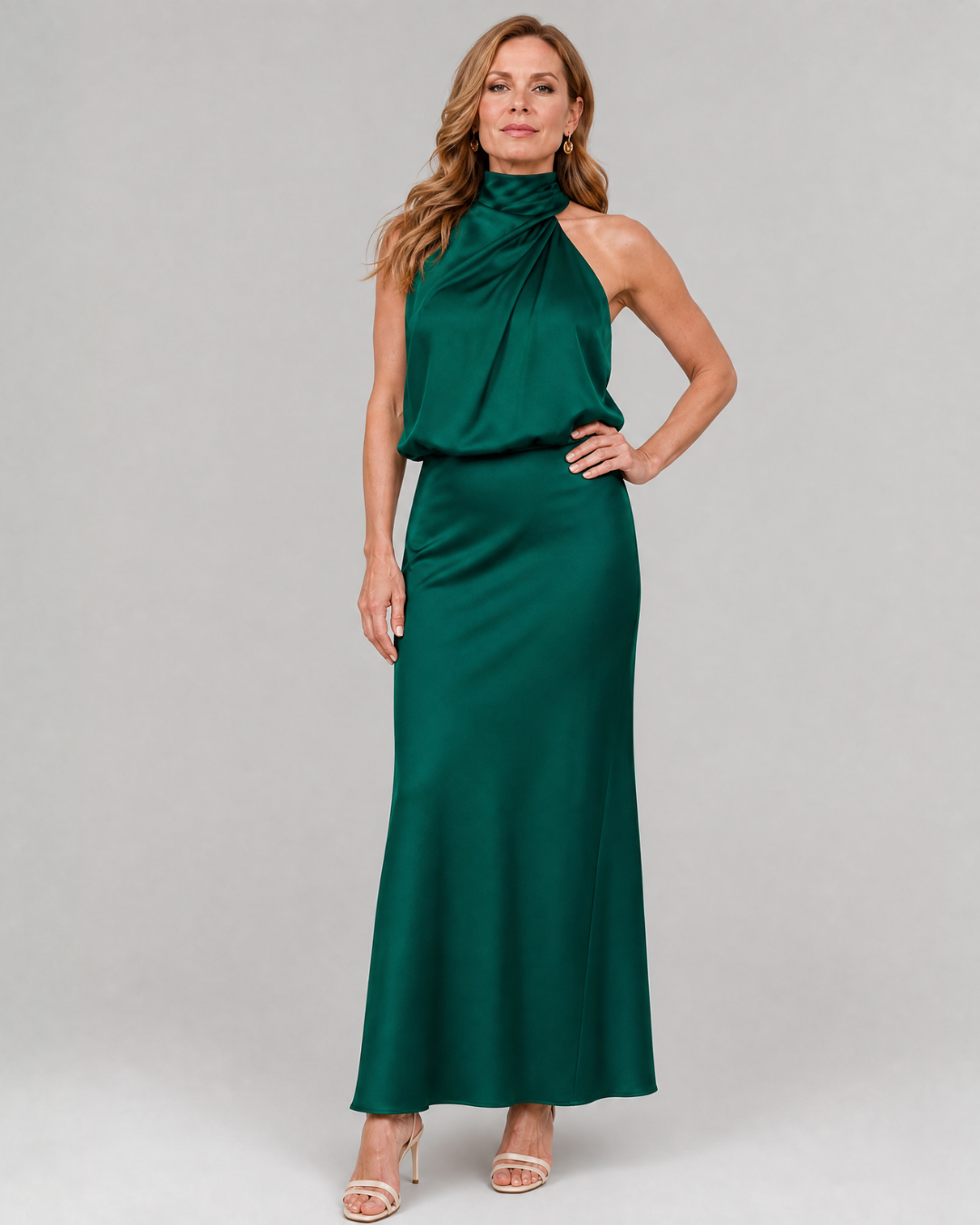 Nopal | Sleeveless Draped Neck Midi Dress