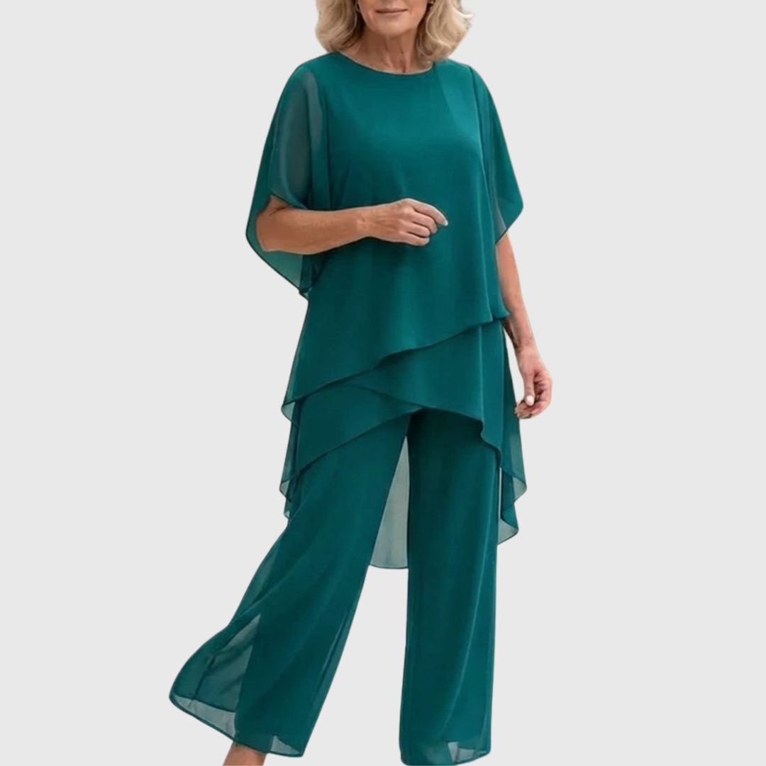 Linda | Suit with draped palazzo trousers