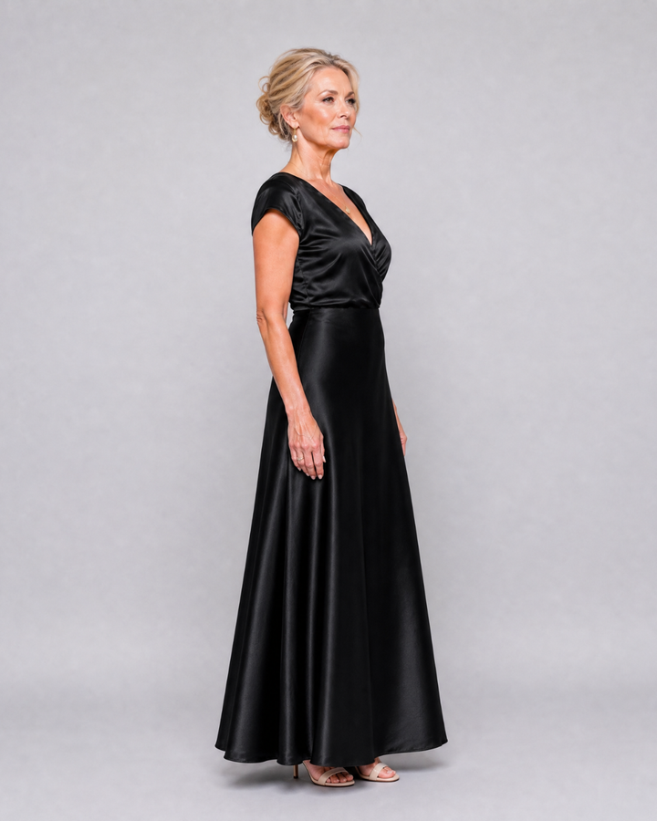 Samouse | Cap Sleeve Wrap Bodice Maxi Dress