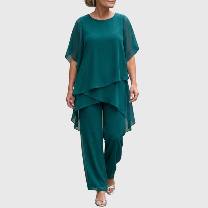 Linda | Suit with draped palazzo trousers
