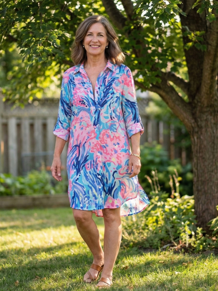 Zéphira | Long Sleeve Tie Dye Shirt Dress
