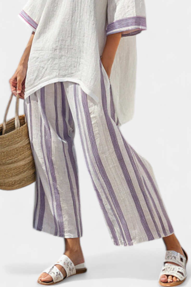 Luxmere | Comfortable Relaxed Blouse &amp; Striped Bamboo Trousers