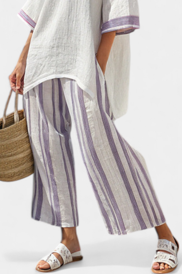 Luxmere | Comfortable Relaxed Blouse &amp; Striped Bamboo Trousers