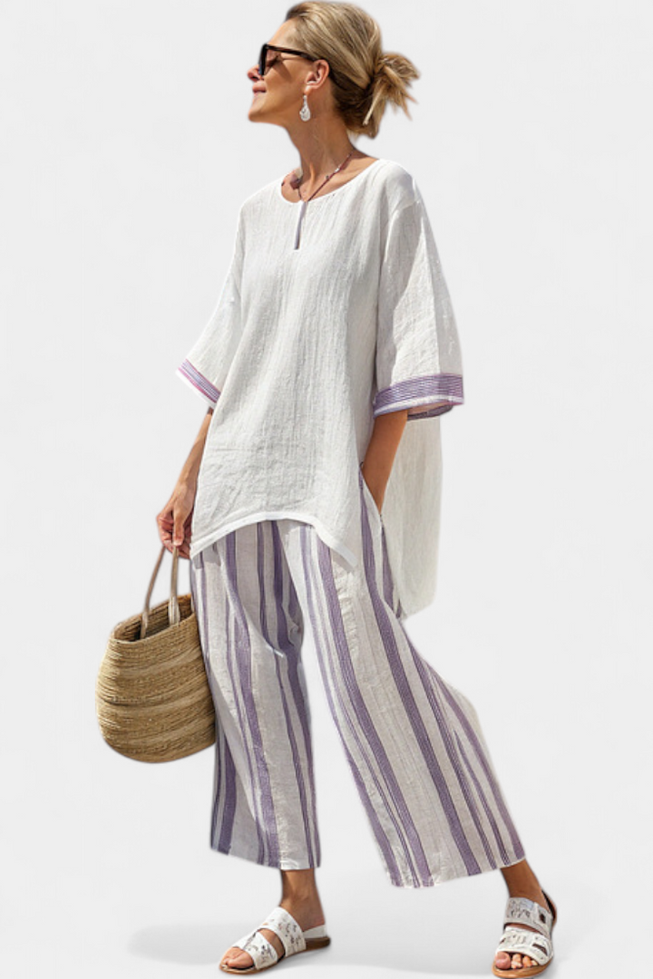 Luxmere | Comfortable Relaxed Blouse &amp; Striped Bamboo Trousers