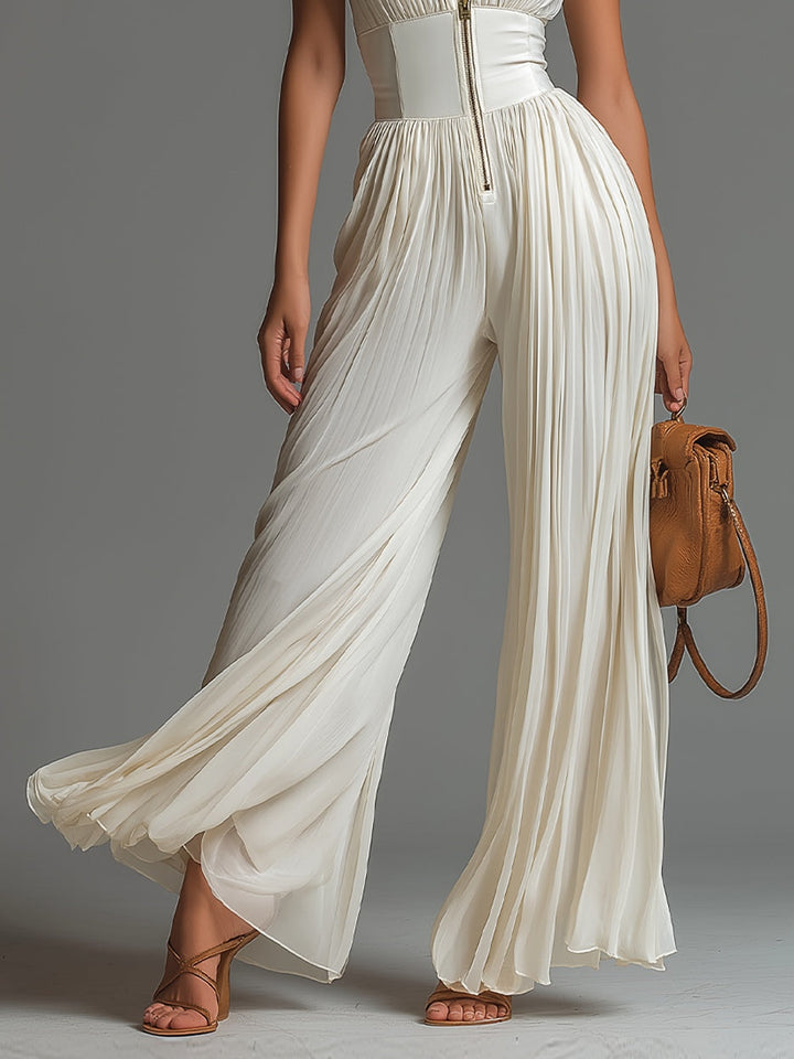 Valentina | White Pleated Jumpsuit