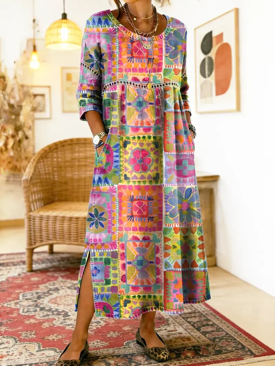 Pilar Ethnic Print Dress